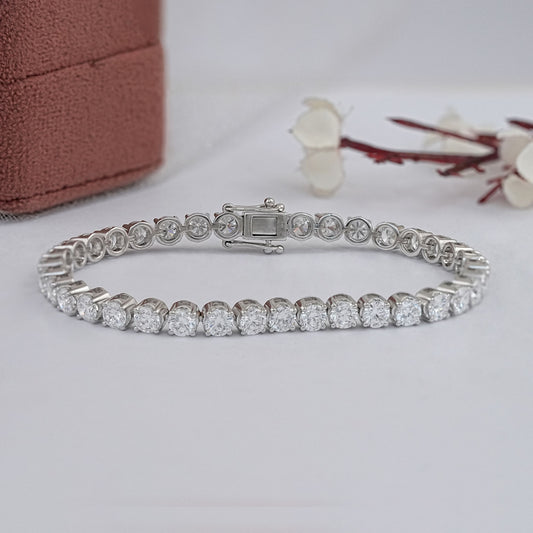 White Gold 4.00 MM Round Diamond Tennis Bracelet