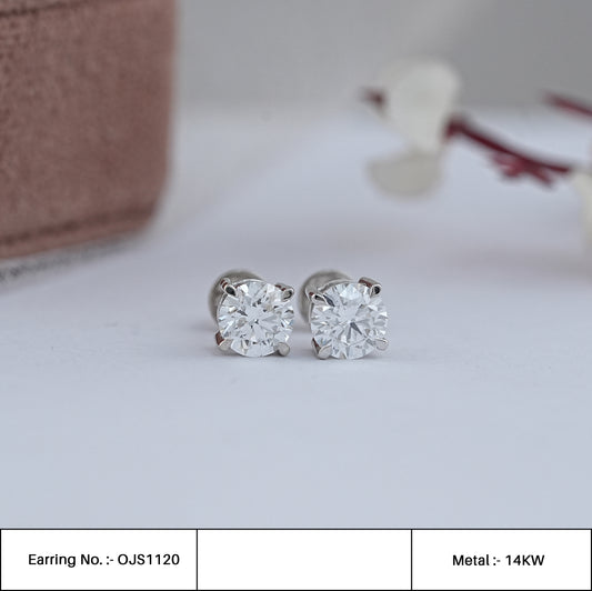 Round Lab Diamond Solitaire Stud Earrings