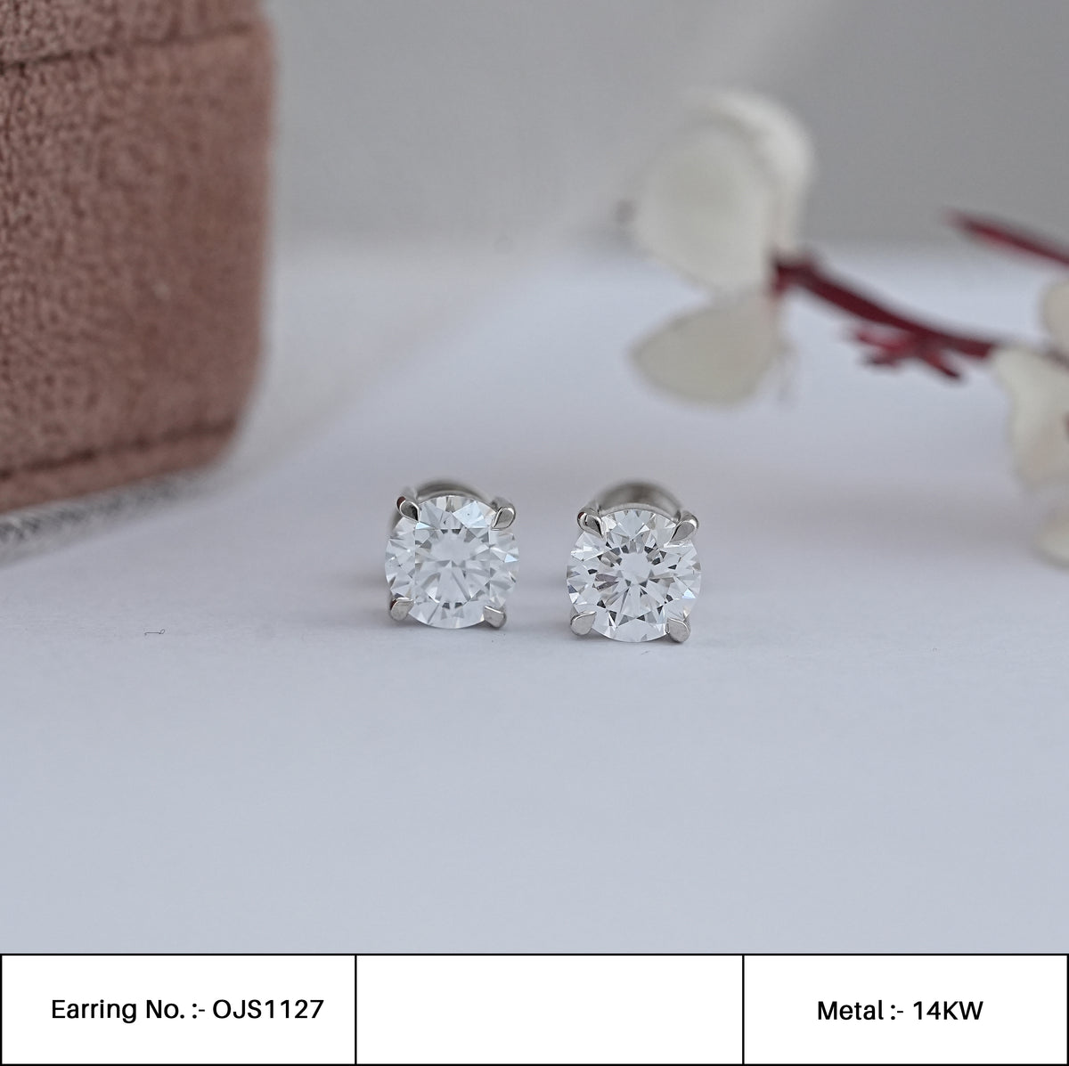 6.35 MM Round Diamond White Gold Stud Earrings