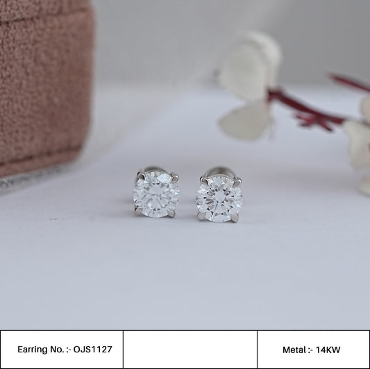 6.35 MM Round Diamond White Gold Stud Earrings