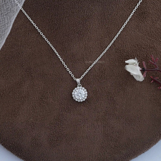 Round Lab Diamond Halo Pendant