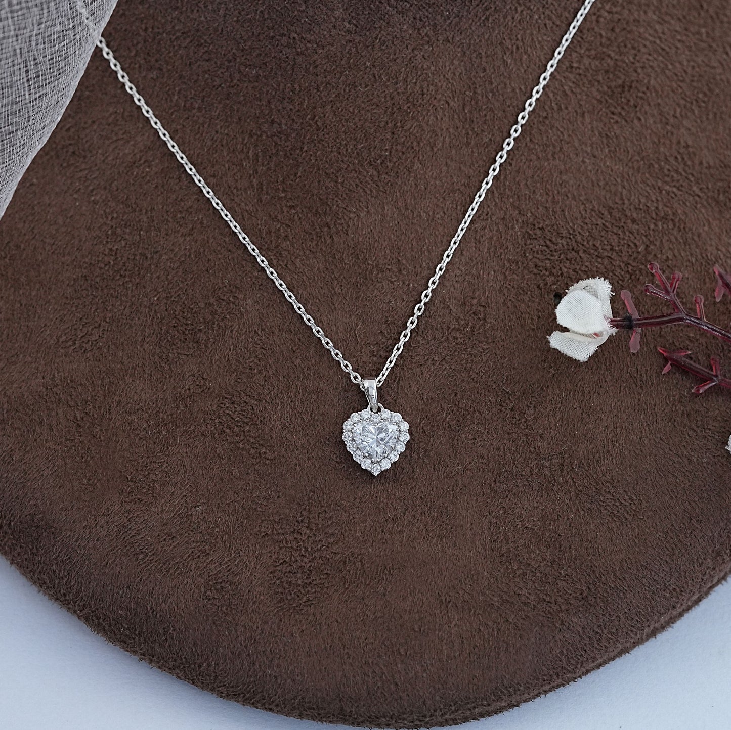 Heart Cut Halo Lab Diamond Pendant