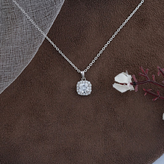 Square Old Mine Cushion Halo Diamond Pendant