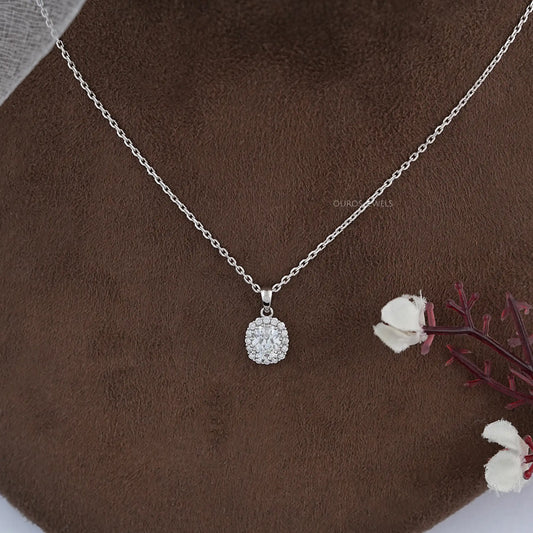 Old Mine Cushion Cut Halo Pendant