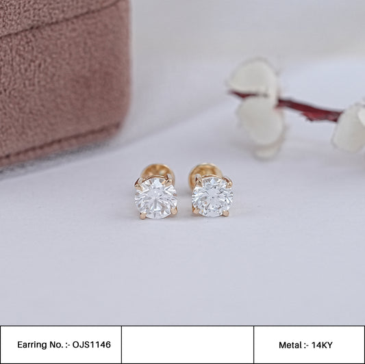 Round Cut Lab Diamond Solitaire Stud
