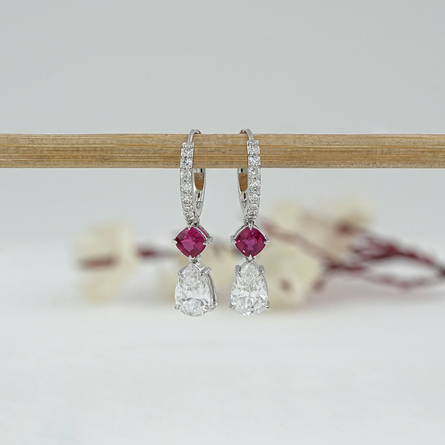 Old Mine Pear Lab Diamond Dangle Drop Earring
