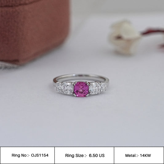 Pink Cushion Gemstone Five Stone Ring