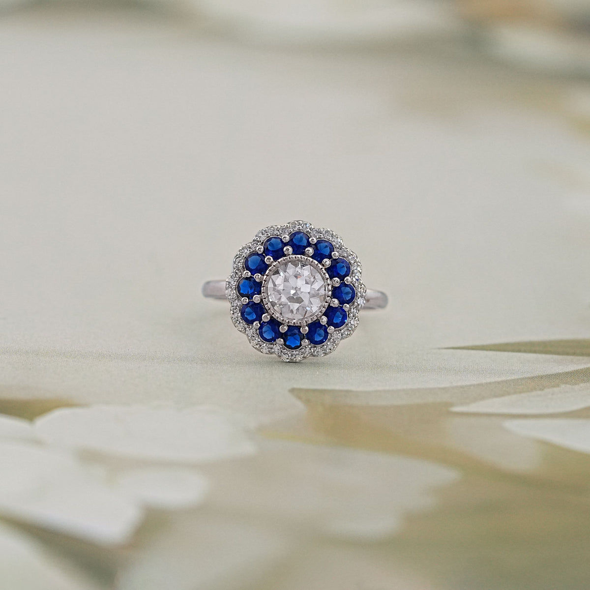 Round Cut Gemstone Lab Diamond Ring