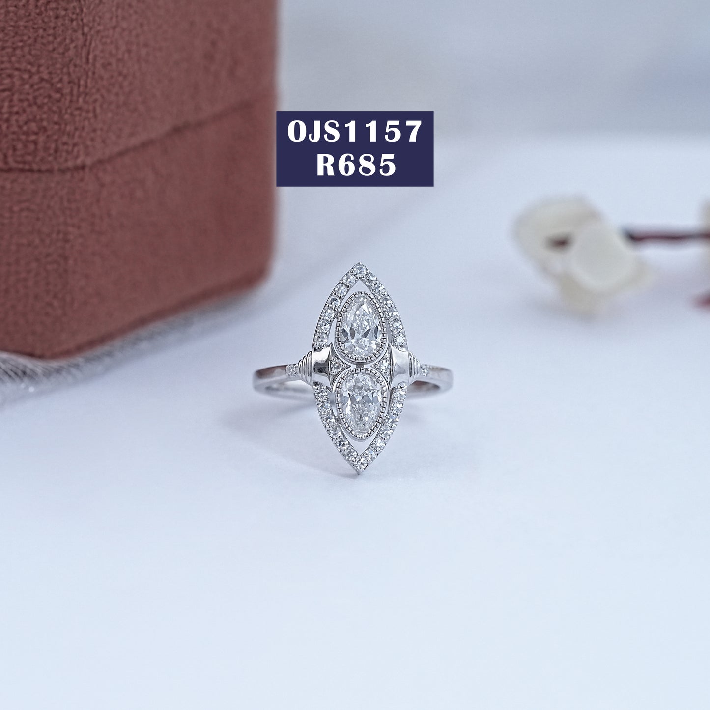 Old Mine Pear Cut Halo Engagement Ring