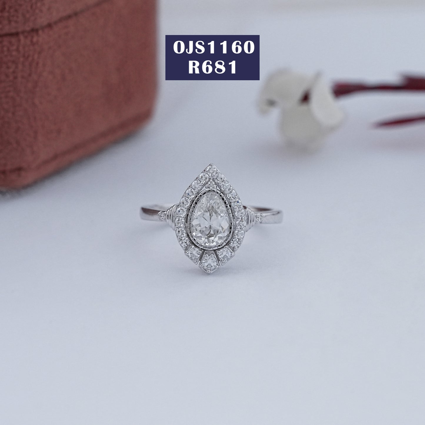 Old Mine Pear Cut Lab Diamond Halo Ring