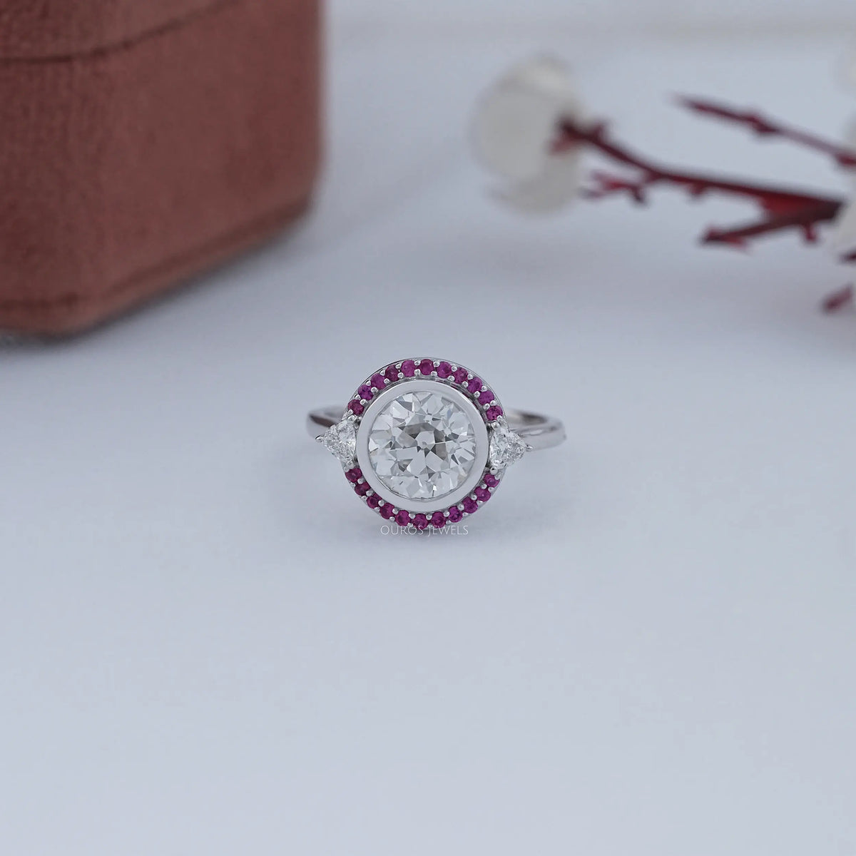 Old European Round Diamond Halo Engagement Ring