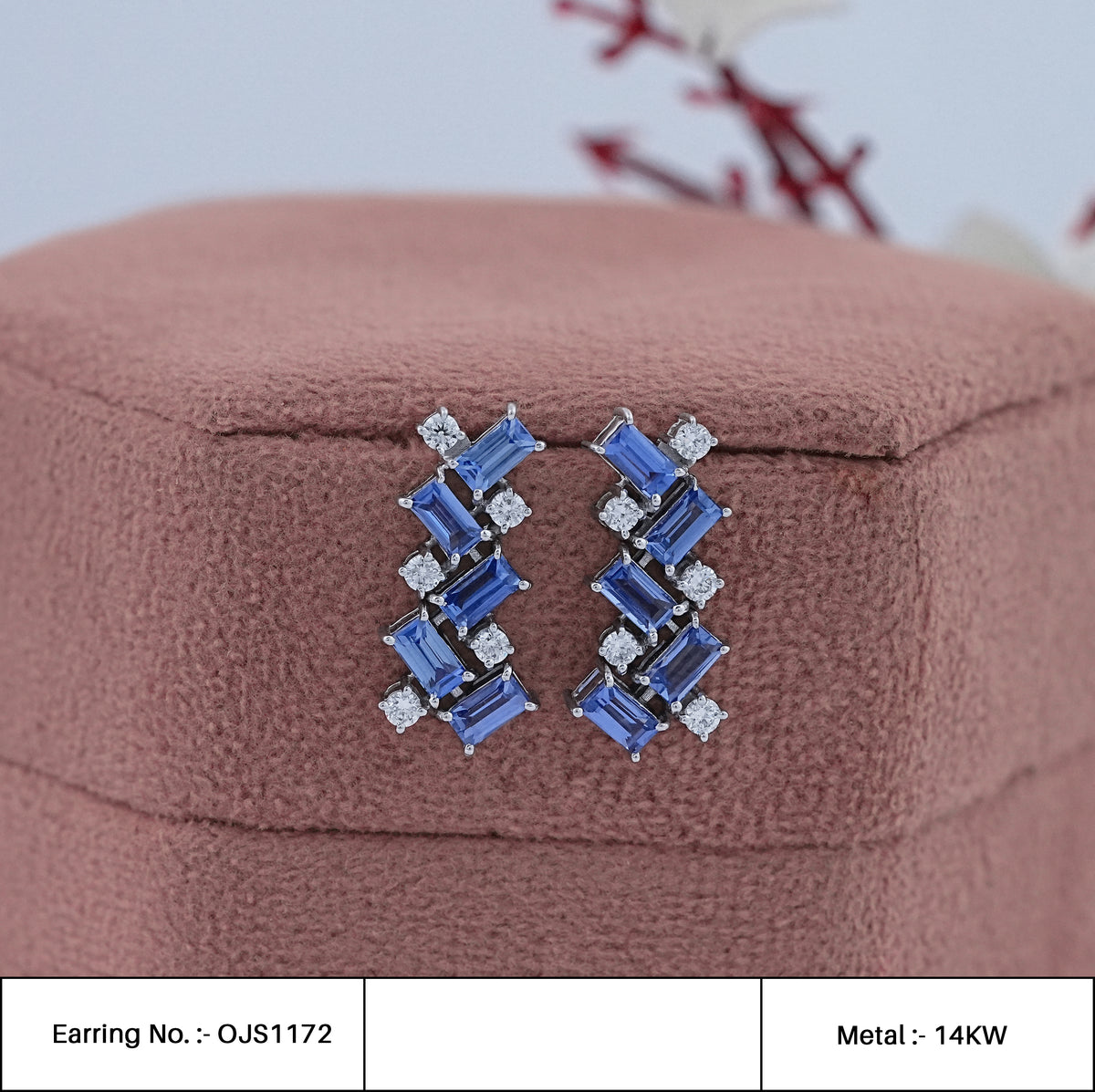 Sapphire Baguette Cut Gemstone Earrings