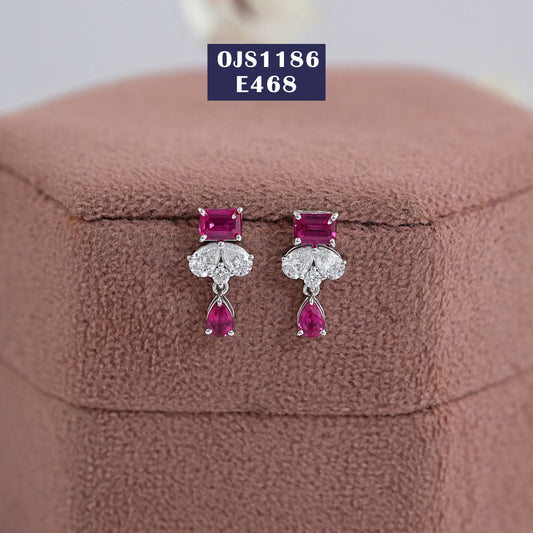 Red Emerald Gemstone Drop Earrings