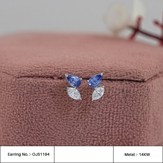 Pear Sapphire Gemstone Two Stone Earrings