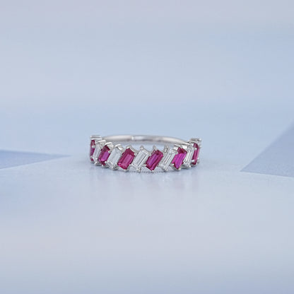 Ruby Gemstone Baguette Cut Engagement Ring