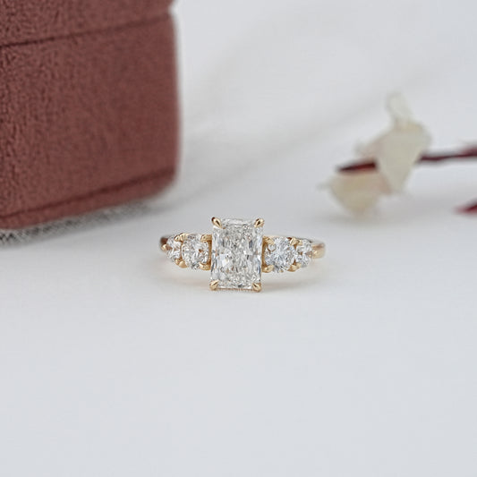 Radiant Cut Five Stone Lab Diamond Engagement Ring