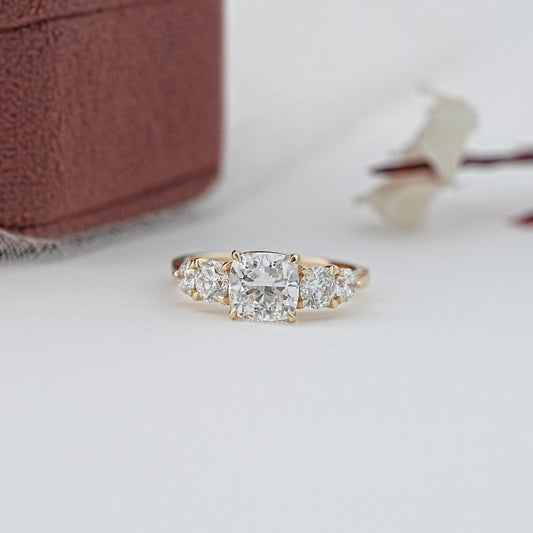 Cushion Cut Lab Diamond Five Stone Ring