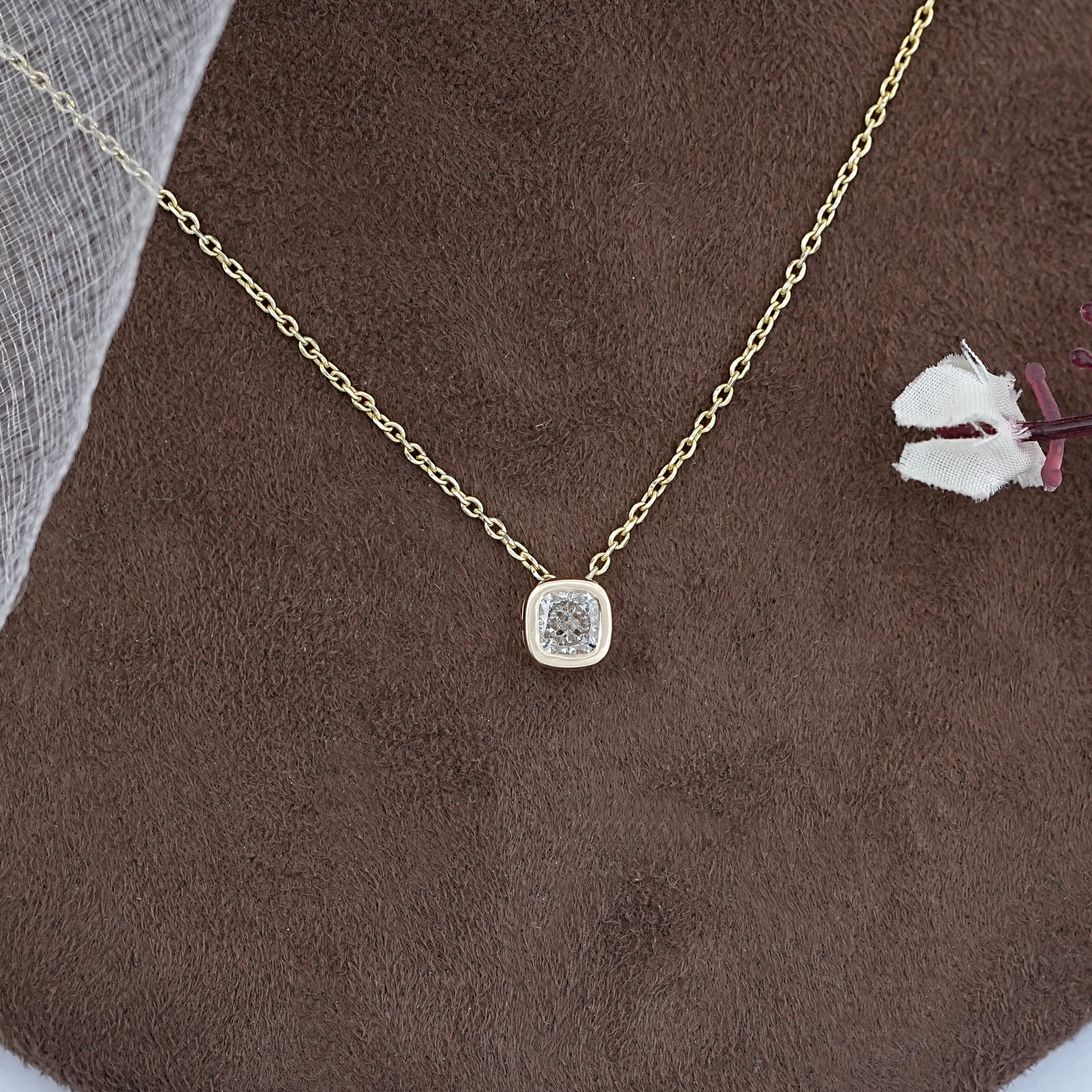 Cushion Cut Bezel Set Pendant