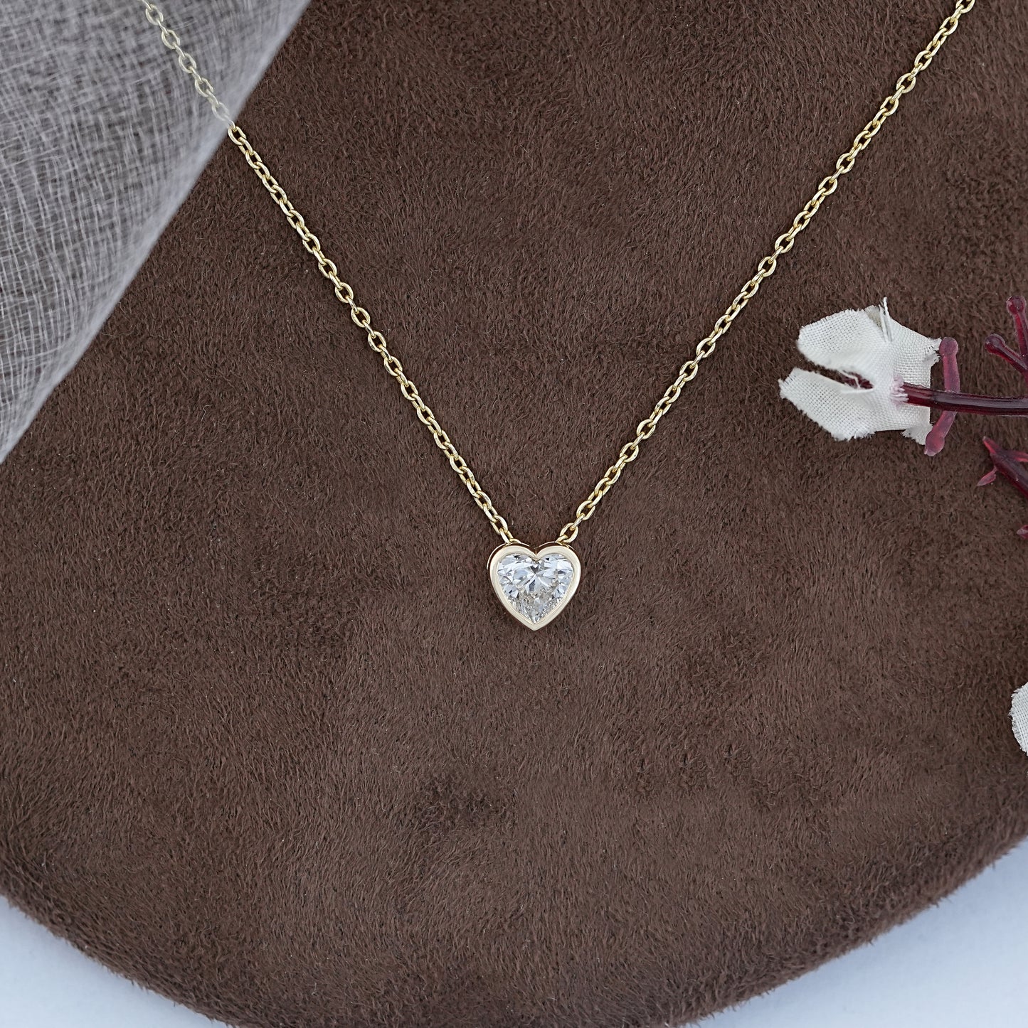 Heart Cut Lab Diamond Bezel Set Pendant