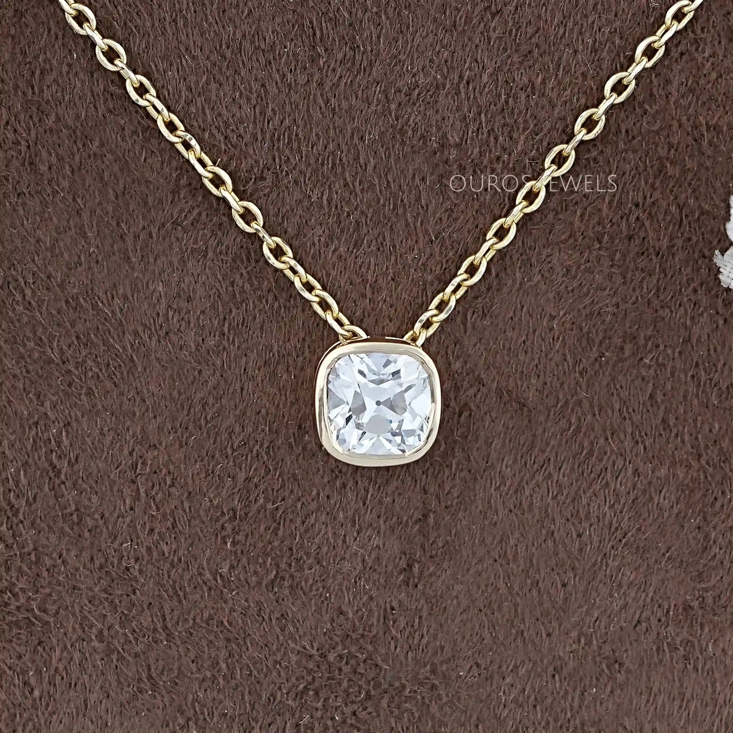Square Old Mine Cushion Bezel Set Pendant