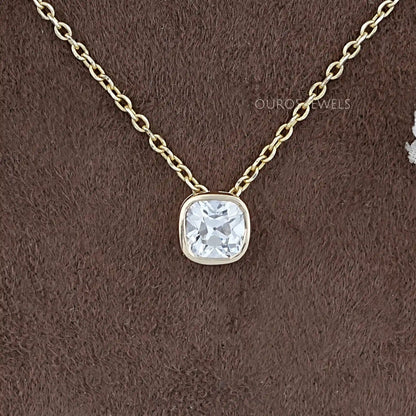 Square Old Mine Cushion Bezel Set Pendant