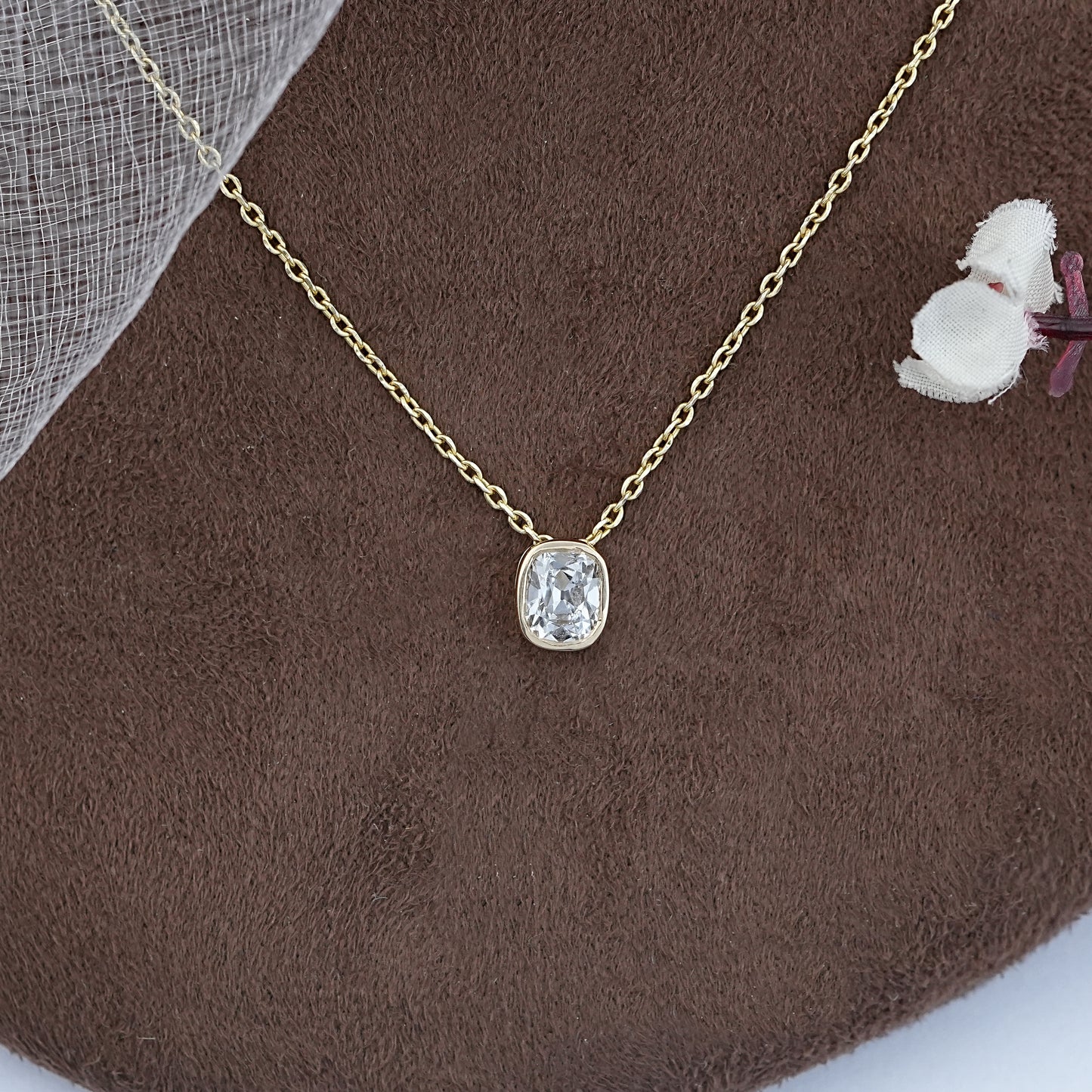 Old Mine Cushion Cut Bezel Set Pendant