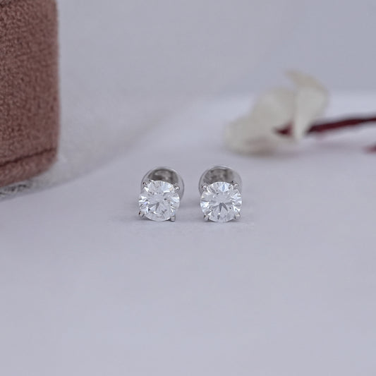 Lab Grown Diamond White Gold Round Stud