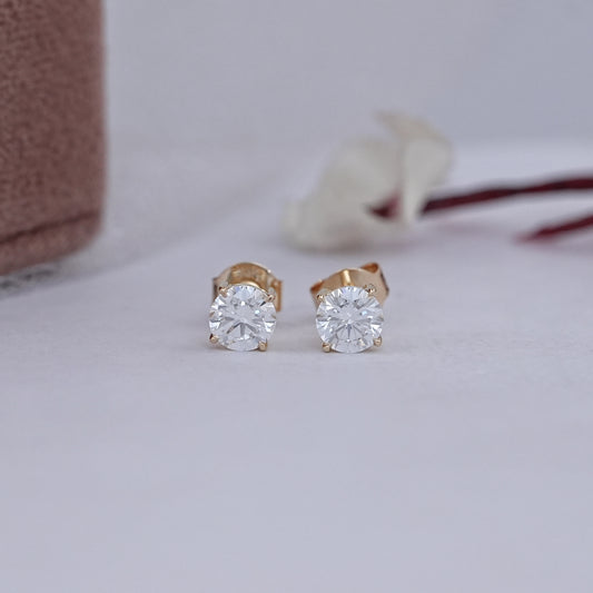 Yellow Gold Round Cut Earring