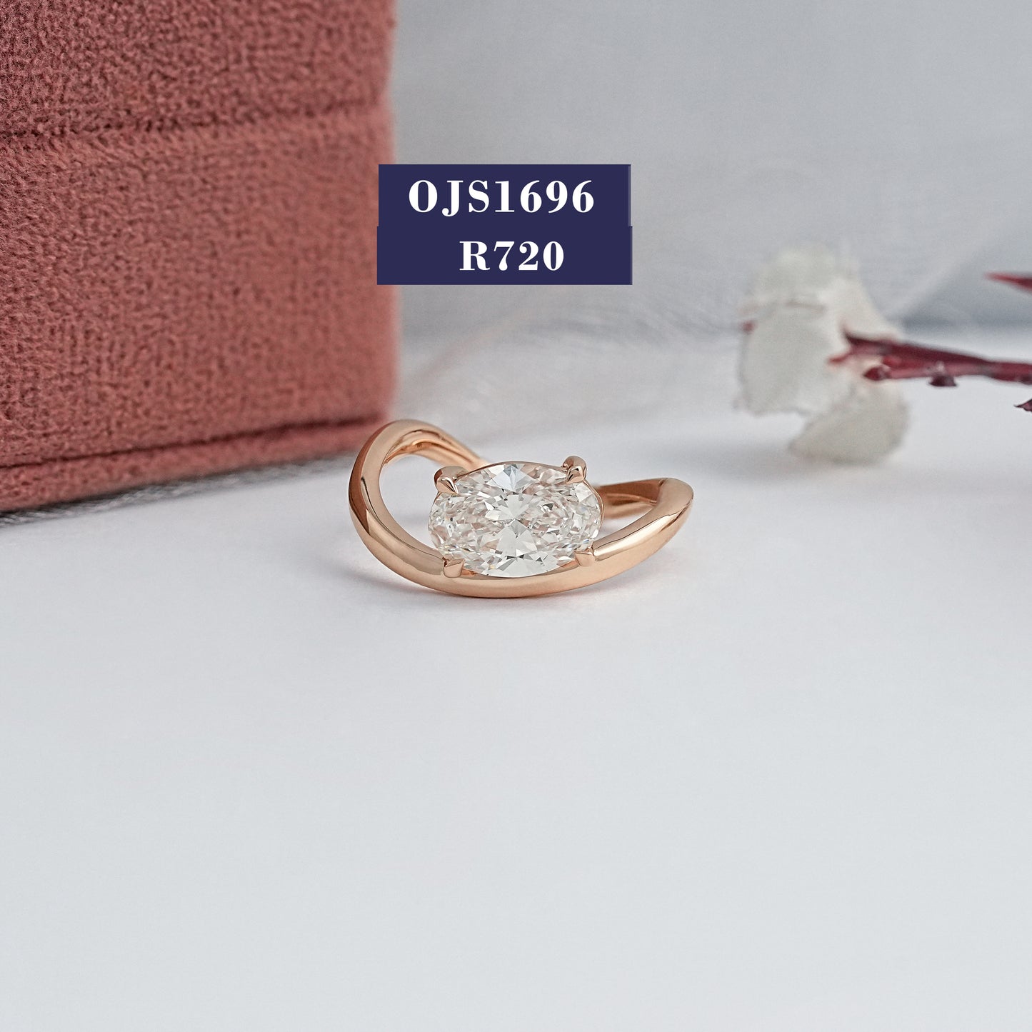 Oval Cut Lab Diamond Solitaire Curved Ring