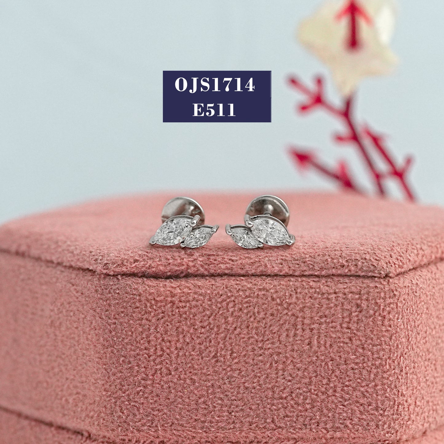 Two Stone Marquise Cut Diamond Stud Earrings
