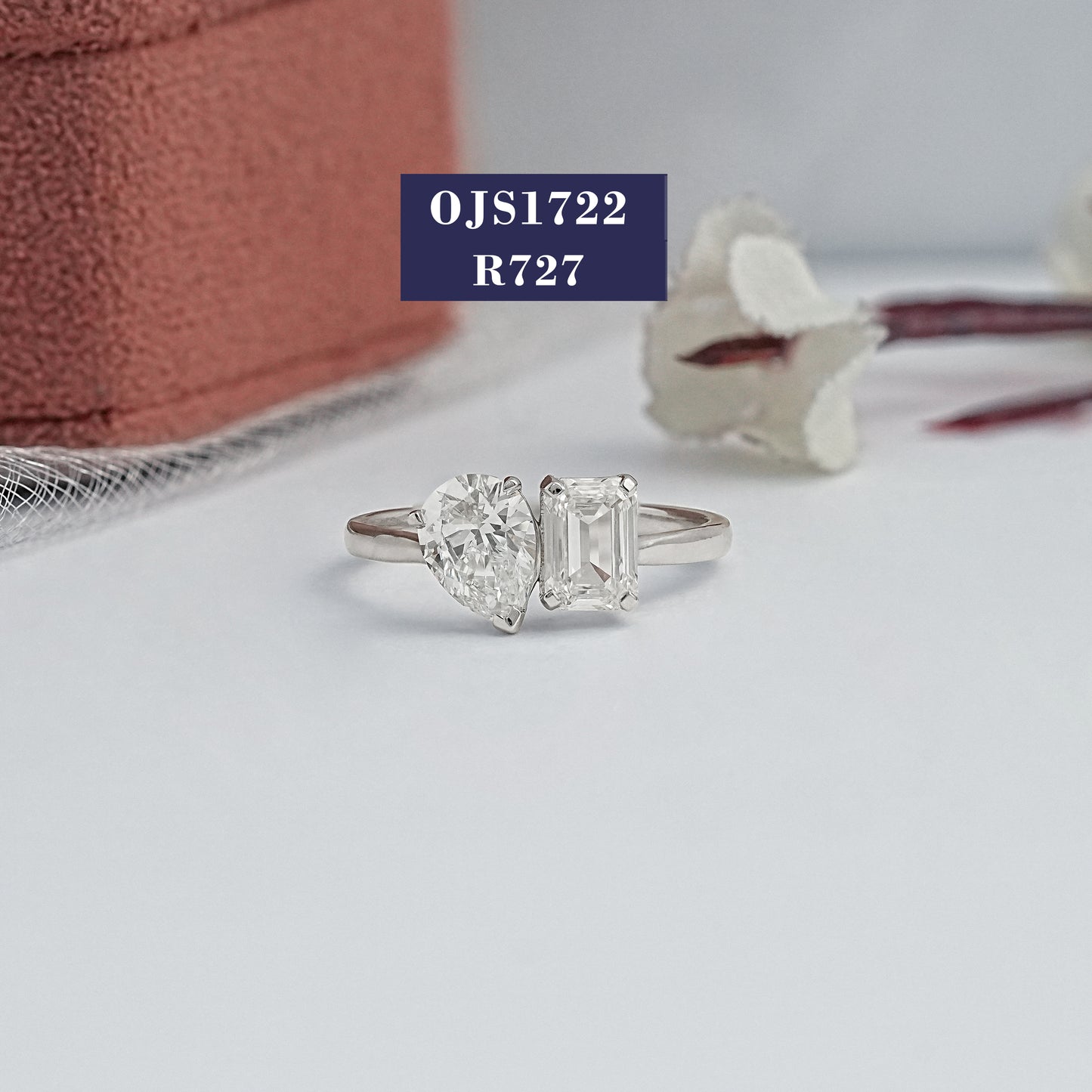 Pear & Emerald Cut Diamond Toi Et Moi Ring