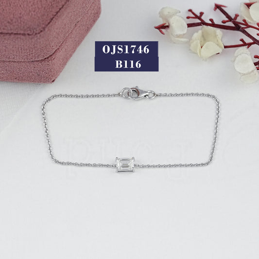 Emerald Cut Lab Diamond Solitaire Bracelet