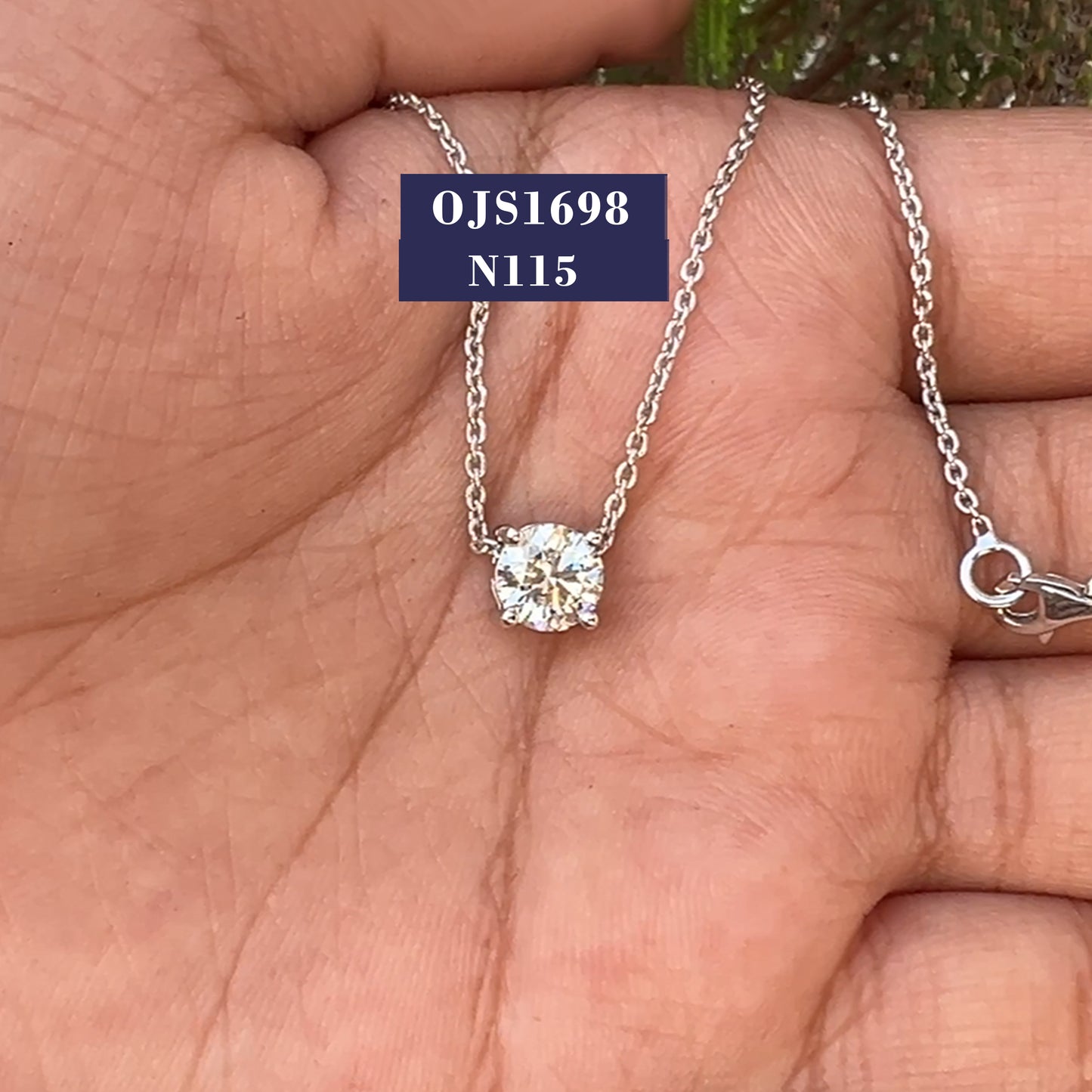 Round Lab Diamond Solitaire Necklace