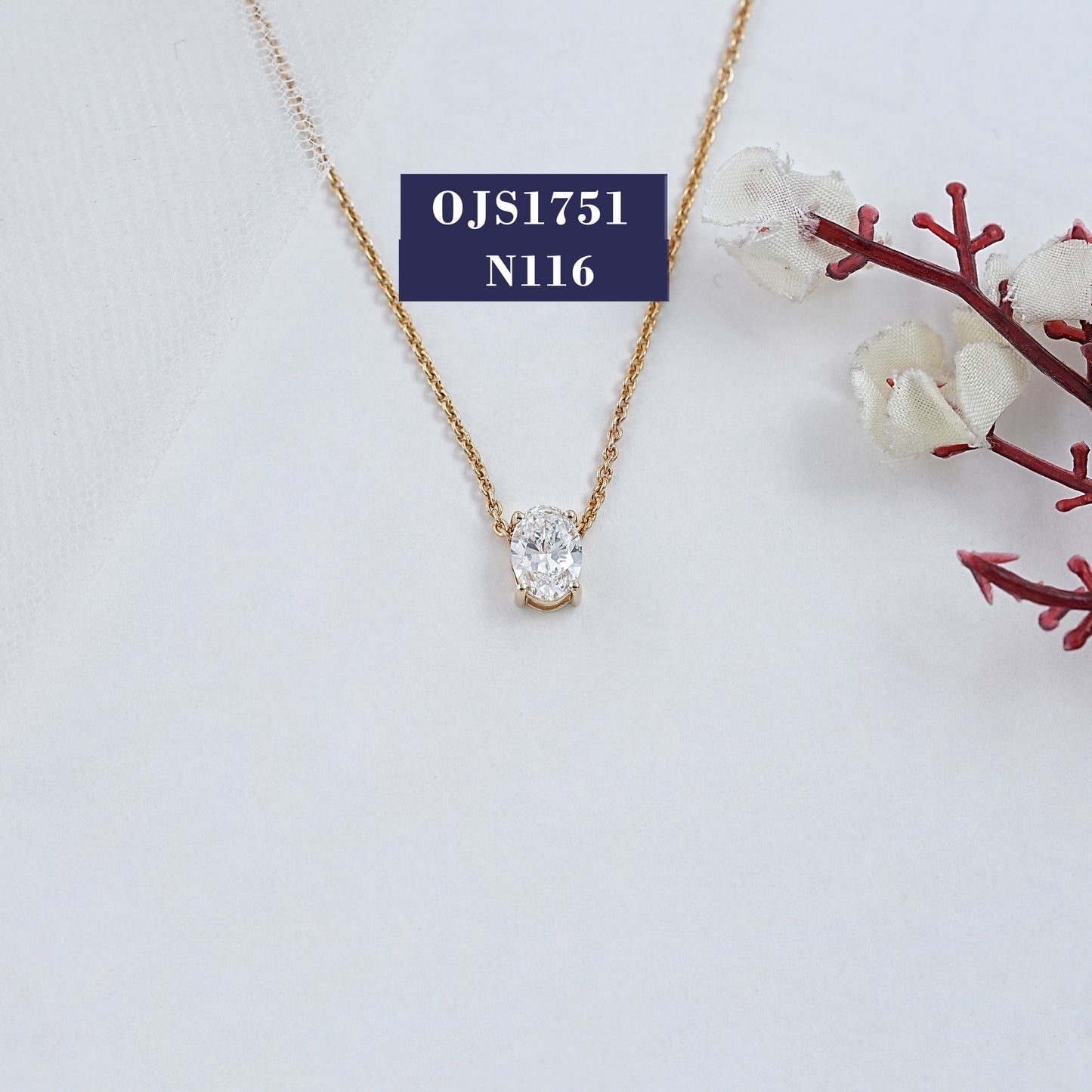 Oval Cut Lab Diamond Solitaire Necklace