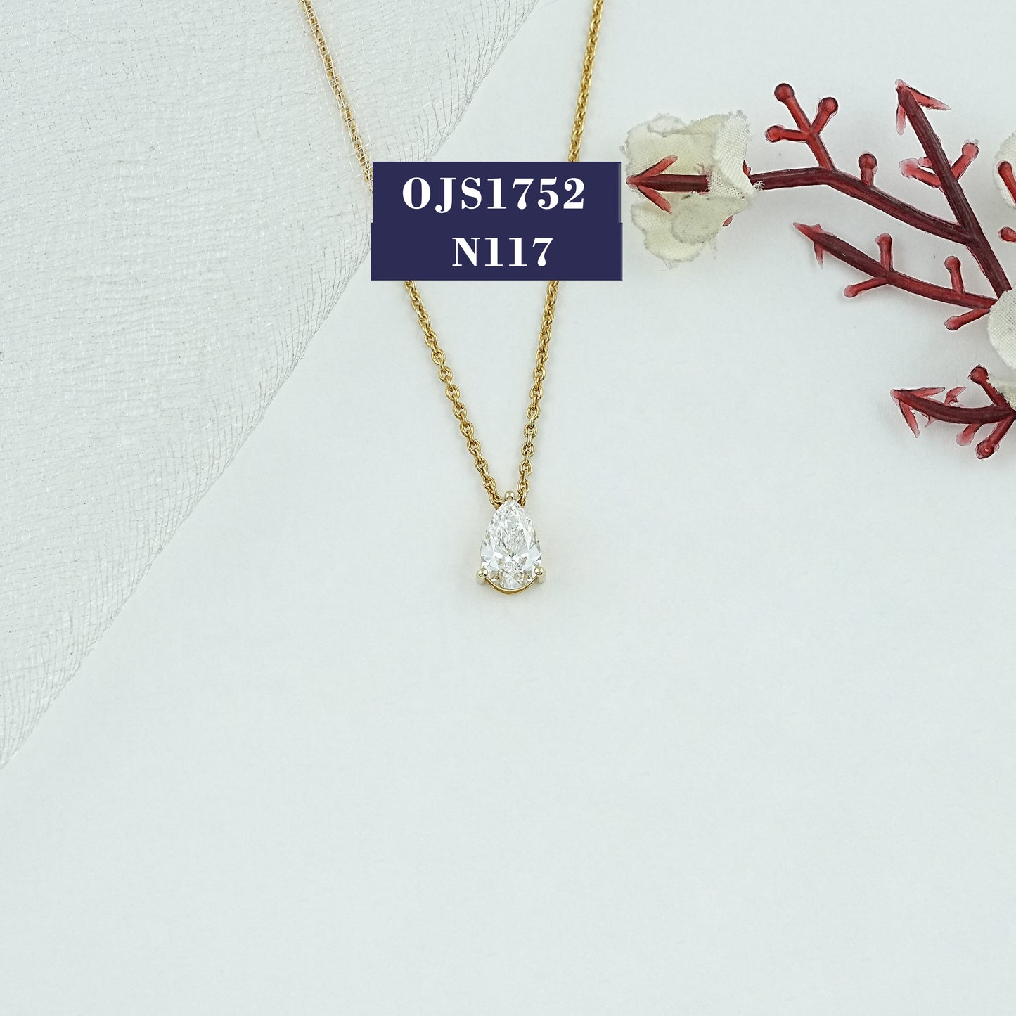 Pear Cut Lab Diamond Solitaire Necklace