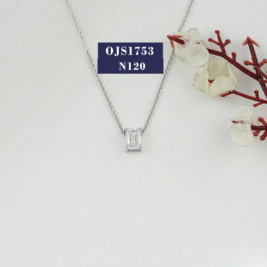 Emerald Lab Diamond Solitaire Necklace