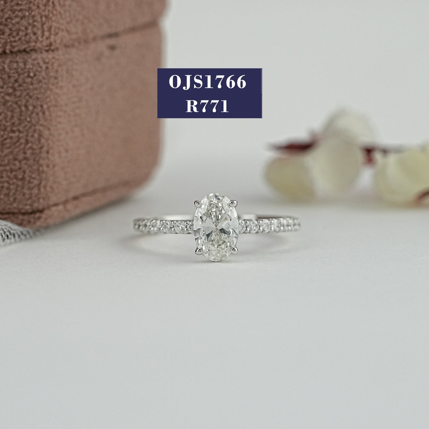 Oval Cut Lab Diamond Accent Solitaire Ring