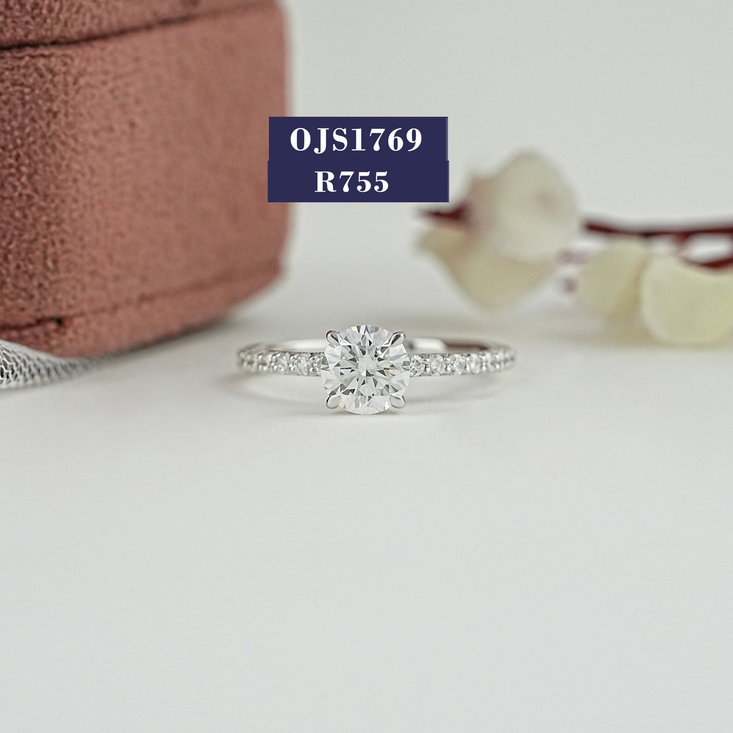 Round Lab Diamond Solitaire Accent Ring