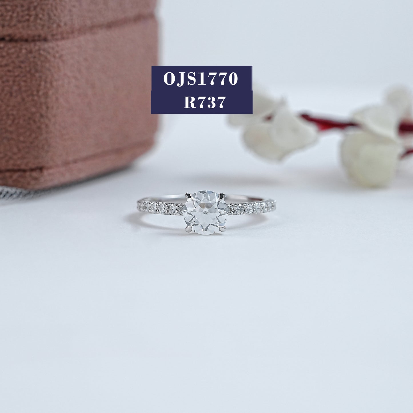 OEC Round Diamond Accent Set Solitaire Ring