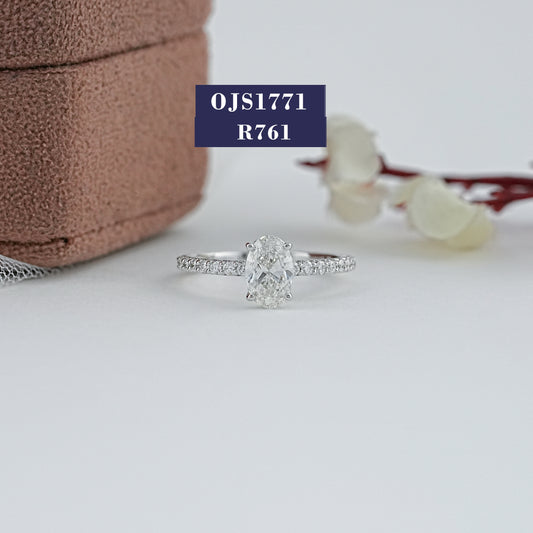 Old Mine Cushion  Solitaire Accent Ring