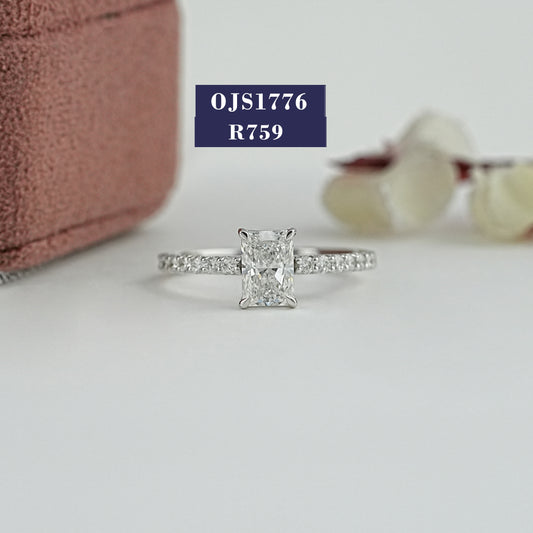 Radiant Cut Solitaire Diamond Accent Ring