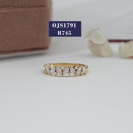 Marquise & Round Diamond Half Eternity Band