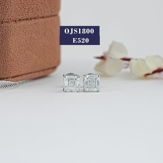 Asscher Cut Lab Diamond Solitaire Studs