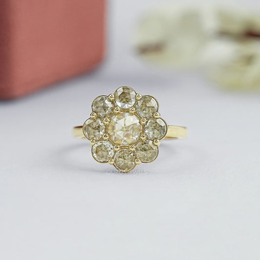Rose Cut Round Lab Diamond Halo Ring