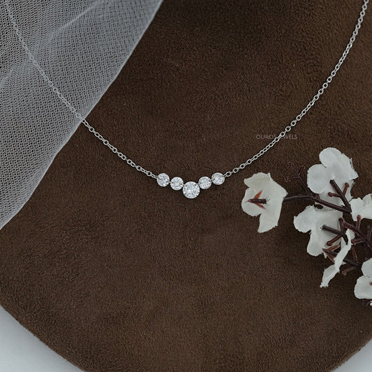 Five Stone Round Cut Diamond Pendant