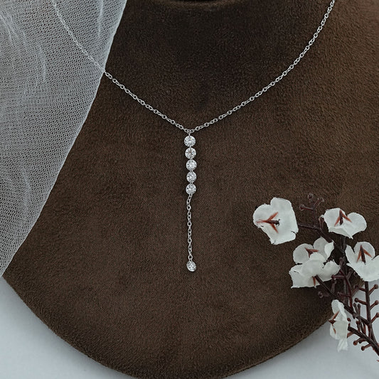 Linear Round Diamond Drop Necklace
