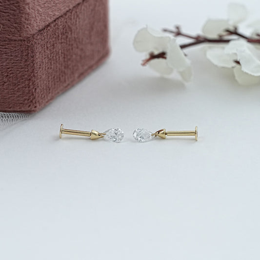 Pear Cut Diamond Threaded Dangle Earrings