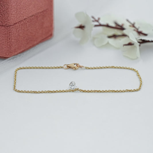 Heart Diamond Solitaire Dangle Bracelet