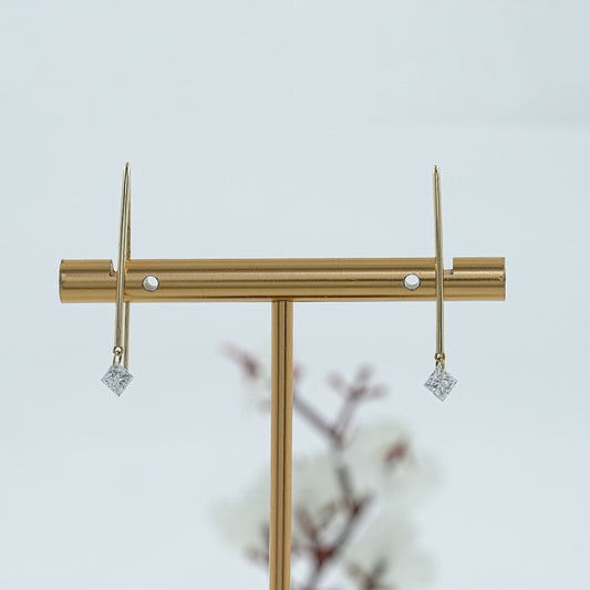 Princess Cut Hanging Stylish Earrings