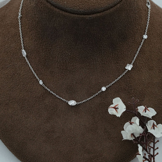 Multi Shape Diamond Station Necklace